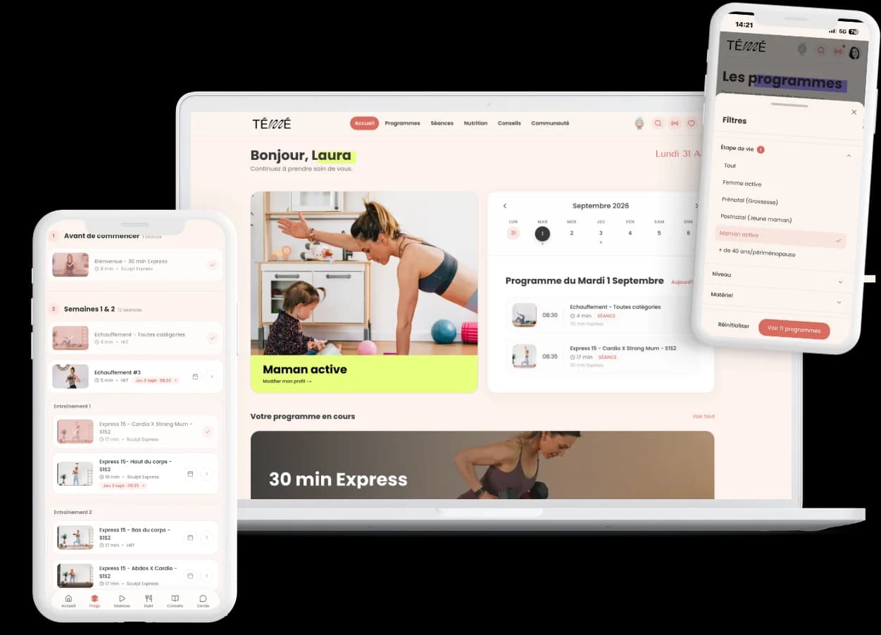 L'application Studio Témé sur ordinateur et sur téléphone : séances, recette et programme