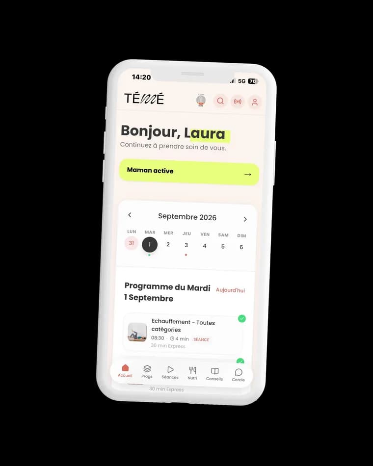 Planning hebdomadaire dans l'application Studio Témé