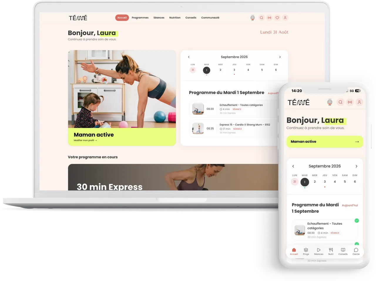 Planning hebdomadaire dans l'application Studio Témé